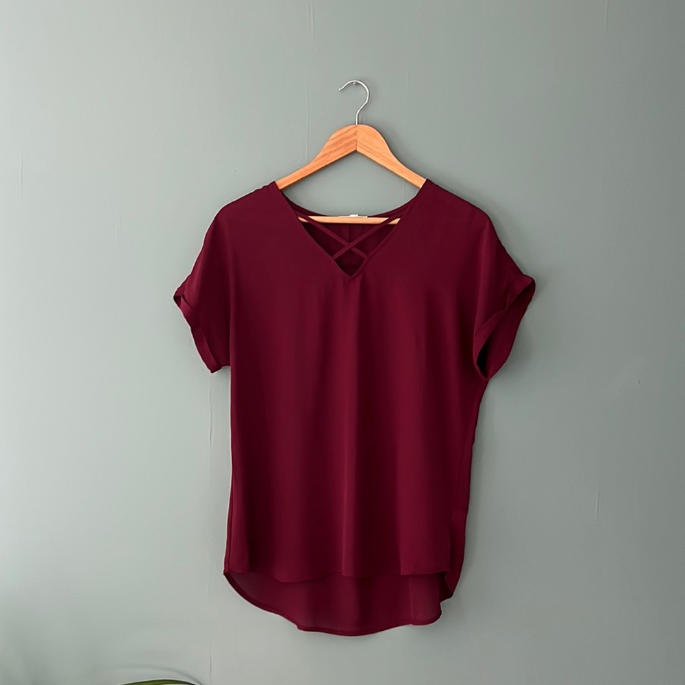 Maurices Cross Front Blouse Red Sz M